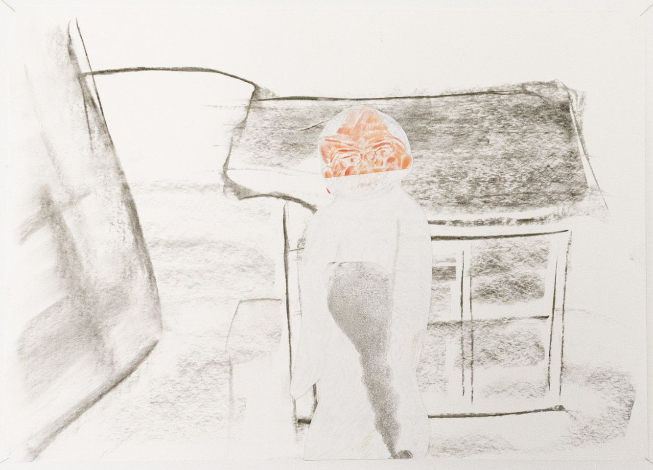Zeichnung von Mark Met in der Ausstellung WEG, Kulturwerkstatt Kircheib, 2022.