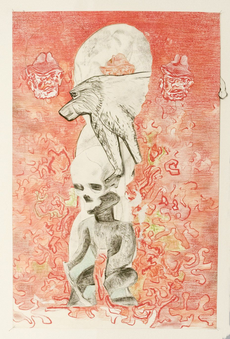 Zeichnung von Mark Met in der Ausstellung WEG, Kulturwerkstatt Kircheib, 2022.
